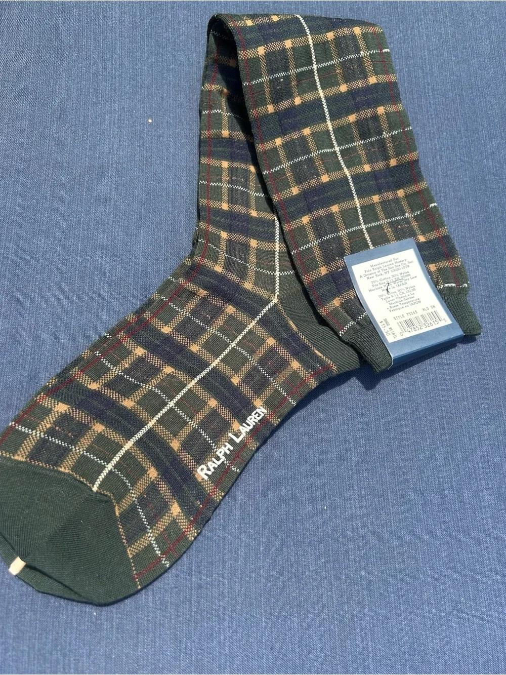 Vintage Ralph Lauren NWT Green Plaid Tartan Knee Socks Quiet Luxury Old Money
